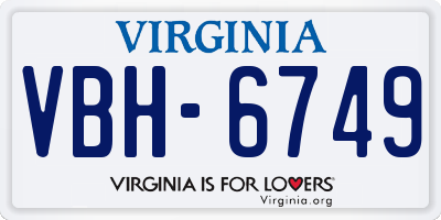 VA license plate VBH6749