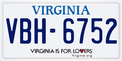 VA license plate VBH6752