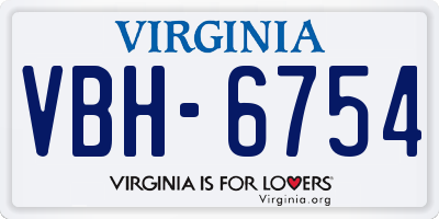 VA license plate VBH6754