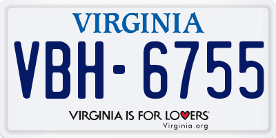 VA license plate VBH6755