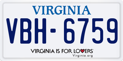 VA license plate VBH6759
