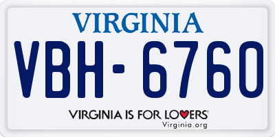 VA license plate VBH6760