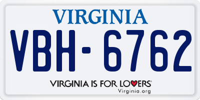 VA license plate VBH6762