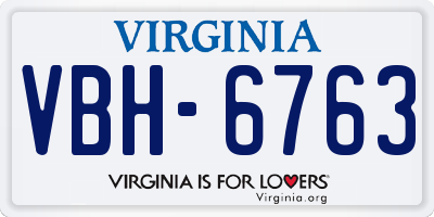 VA license plate VBH6763