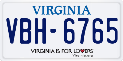 VA license plate VBH6765