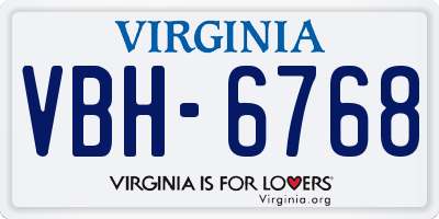 VA license plate VBH6768