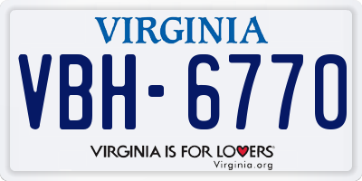 VA license plate VBH6770