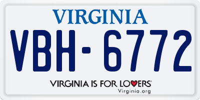 VA license plate VBH6772