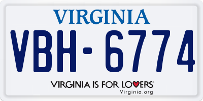 VA license plate VBH6774