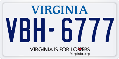 VA license plate VBH6777
