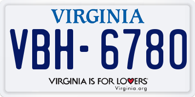 VA license plate VBH6780