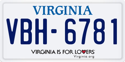 VA license plate VBH6781