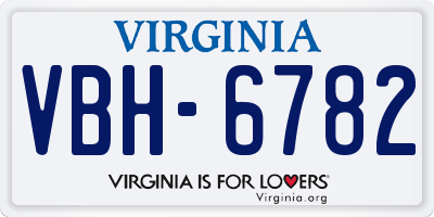 VA license plate VBH6782
