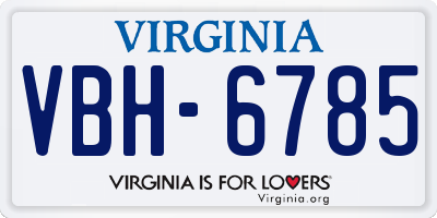 VA license plate VBH6785