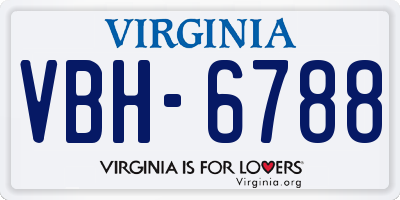 VA license plate VBH6788