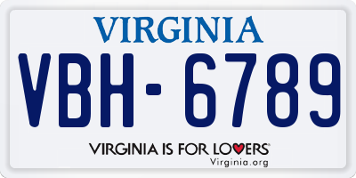 VA license plate VBH6789
