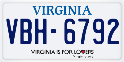 VA license plate VBH6792