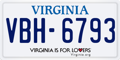 VA license plate VBH6793