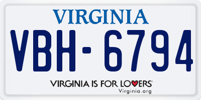 VA license plate VBH6794