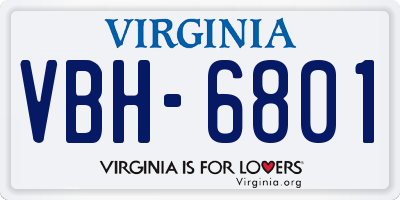 VA license plate VBH6801