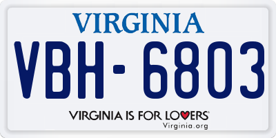 VA license plate VBH6803