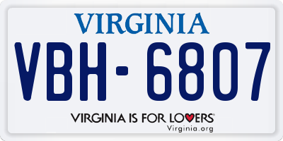 VA license plate VBH6807