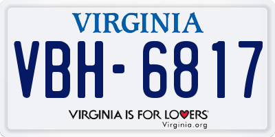 VA license plate VBH6817
