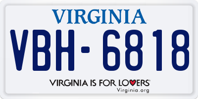 VA license plate VBH6818