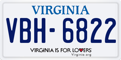 VA license plate VBH6822