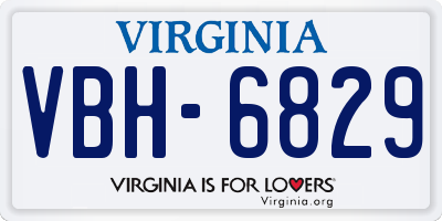 VA license plate VBH6829
