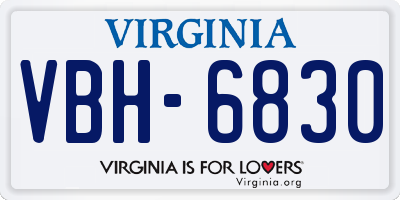 VA license plate VBH6830
