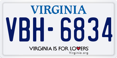 VA license plate VBH6834