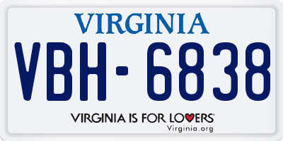VA license plate VBH6838