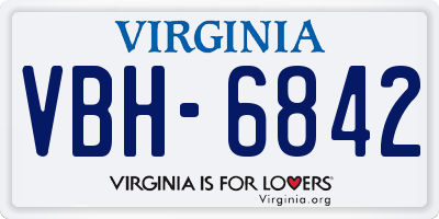 VA license plate VBH6842