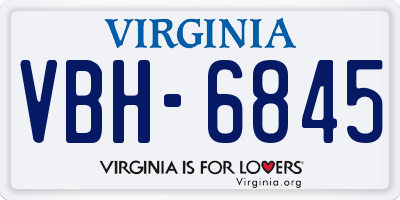VA license plate VBH6845