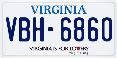 VA license plate VBH6860