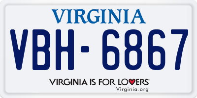 VA license plate VBH6867