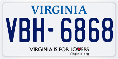 VA license plate VBH6868