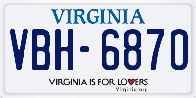 VA license plate VBH6870