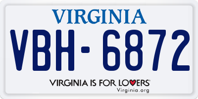 VA license plate VBH6872