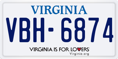 VA license plate VBH6874