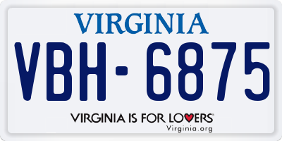 VA license plate VBH6875