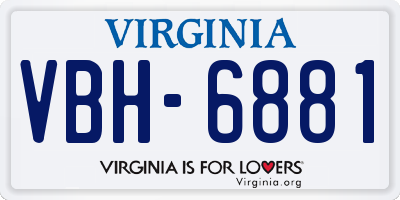 VA license plate VBH6881