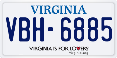 VA license plate VBH6885