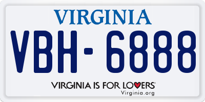 VA license plate VBH6888