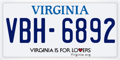 VA license plate VBH6892