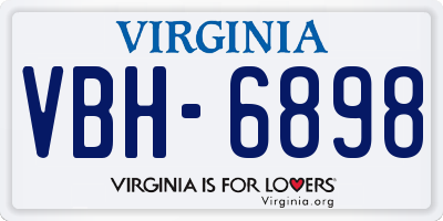 VA license plate VBH6898