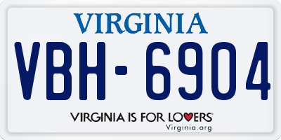 VA license plate VBH6904