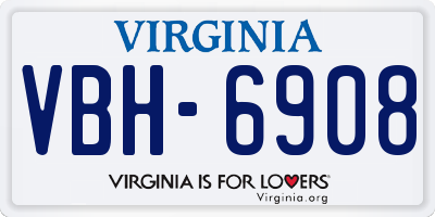 VA license plate VBH6908