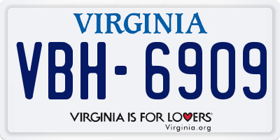 VA license plate VBH6909